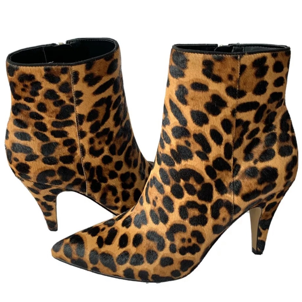 New Vince Camuto Nandi Cowhair Leopard Booties